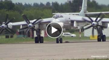 TU-95 ТУ-95 Engine start, taxi and takeoff from MAKS-2017