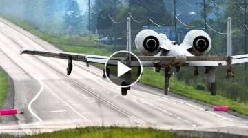 Crazy US A-10 Thunderbolt Pilot Attempt to Lands on a Highway