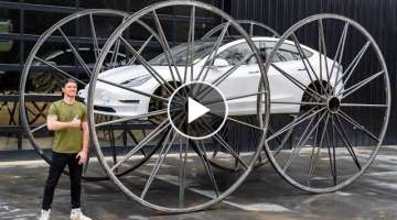 Driving A Tesla Upside-Down (10ft Tall Wheels)
