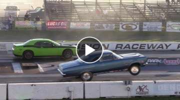 Old vs New Muscle Cars Drag Racing - Hellcat,Demon,Shelby,ZL1,Dodge Charger