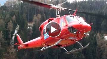 Bell 212 Twin Huey engine start and take off from Karres Heli Austria base