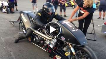 First Five-Second V-Twin Nitro Harley? The Must See Supercharged V-Twin Dragbike Looking For Hist...