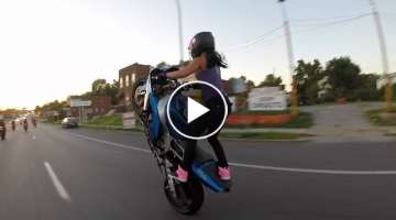 Motorcycle stunts on St. Louis streets 2015