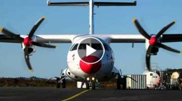 DAT ATR-42 Startup and landing at Stord Airport,
