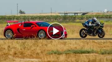 Kawasaki Ninja H2r vs Bugatti Veyron Drag Race Lamborghini Aventador vs F16 Fighting Falcon