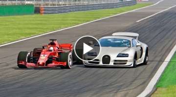 Ferrari F1 2018 vs Bugatti Veyron Super Sport - Monza