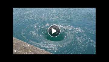 Real large vortex / whirlpool at Saint-Malo (Barrage de la Rance)